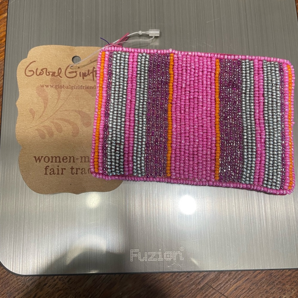 Pink Beaded Coin Purse